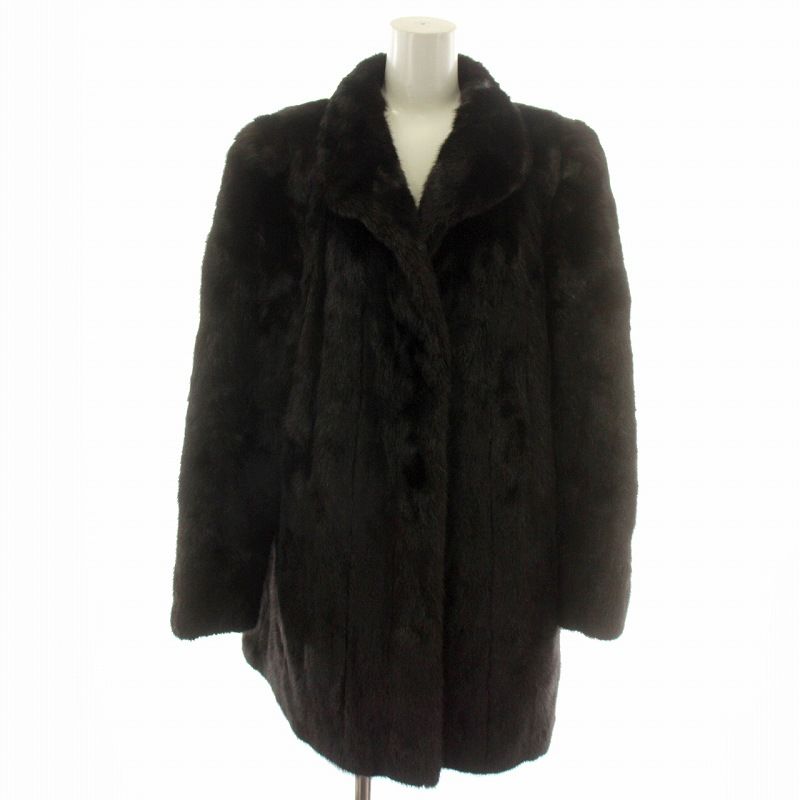 ファーコート ロング ハーフ ミドル ミンク 毛皮 総裏地 11号 黒