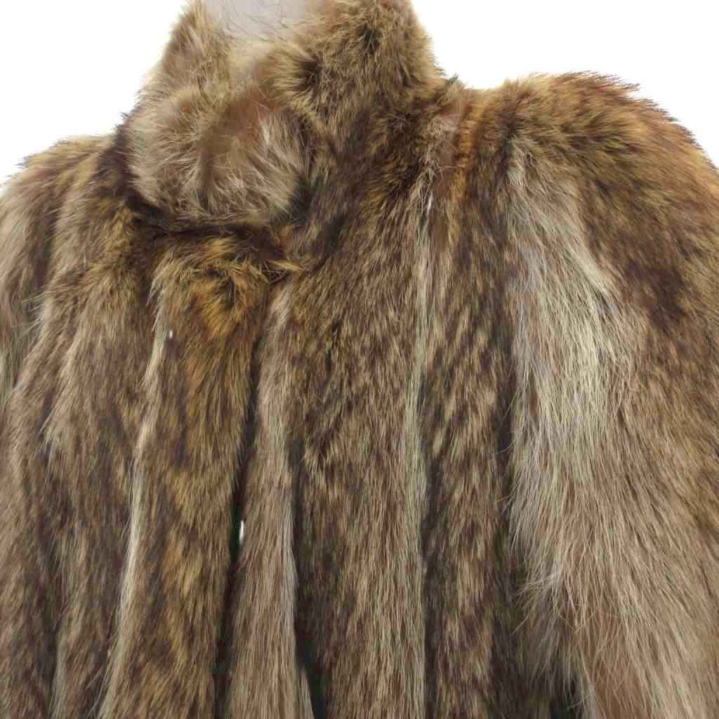 EMBA エンバ ファーコート 毛皮 ラクーン ミドル ハーフ丈 茶 ブラウン