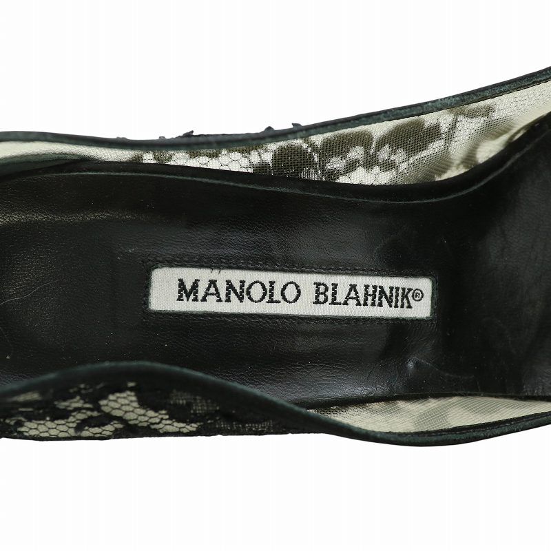 マノロブラニク MANOLO BLAHNIK パンプス レース ポインテッドトゥ