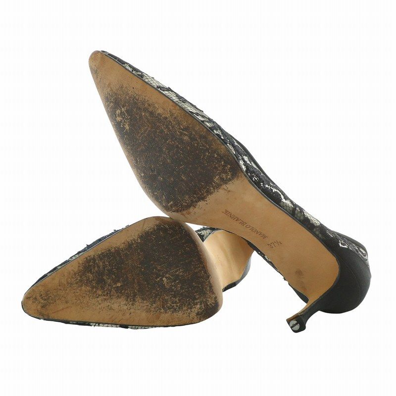 マノロブラニク MANOLO BLAHNIK パンプス レース ポインテッドトゥ