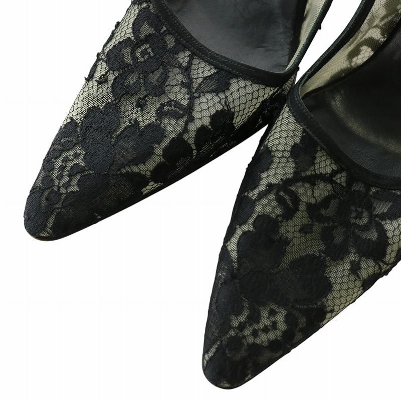 マノロブラニク MANOLO BLAHNIK パンプス レース ポインテッドトゥ