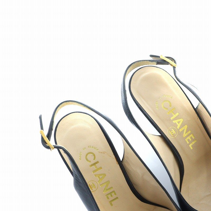 シャネル CHANEL パンプス ハイヒール ストラップ ロゴ ポインテッド