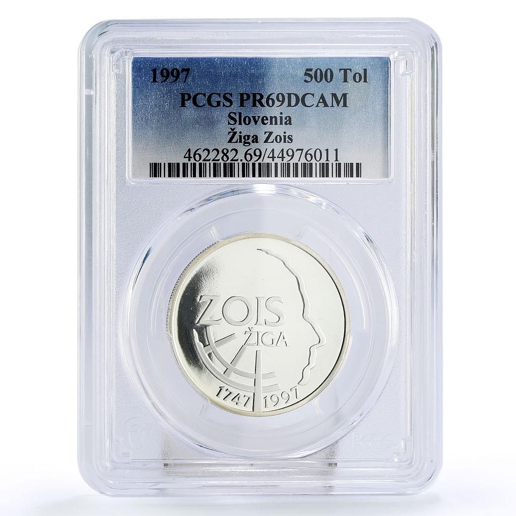 スロベニア 500 トラジェフ ジークムント ゾイス誕生記念 PR 69 PCGS 銀貨 1997