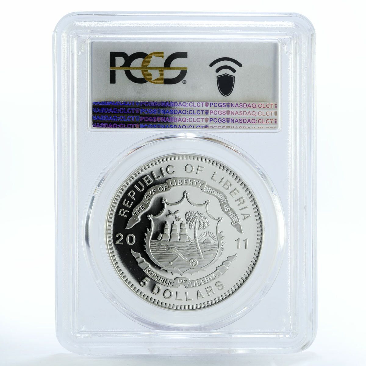 リベリア 5ドル MAV 220 鉄道 PR 69 PCGS 銀貨 2011年