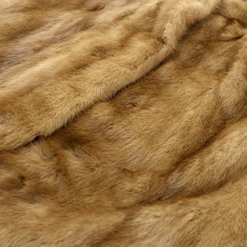 ファーコート ミドル ハーフ ミンク 毛皮 総裏地 11号 大きいサイズ 茶