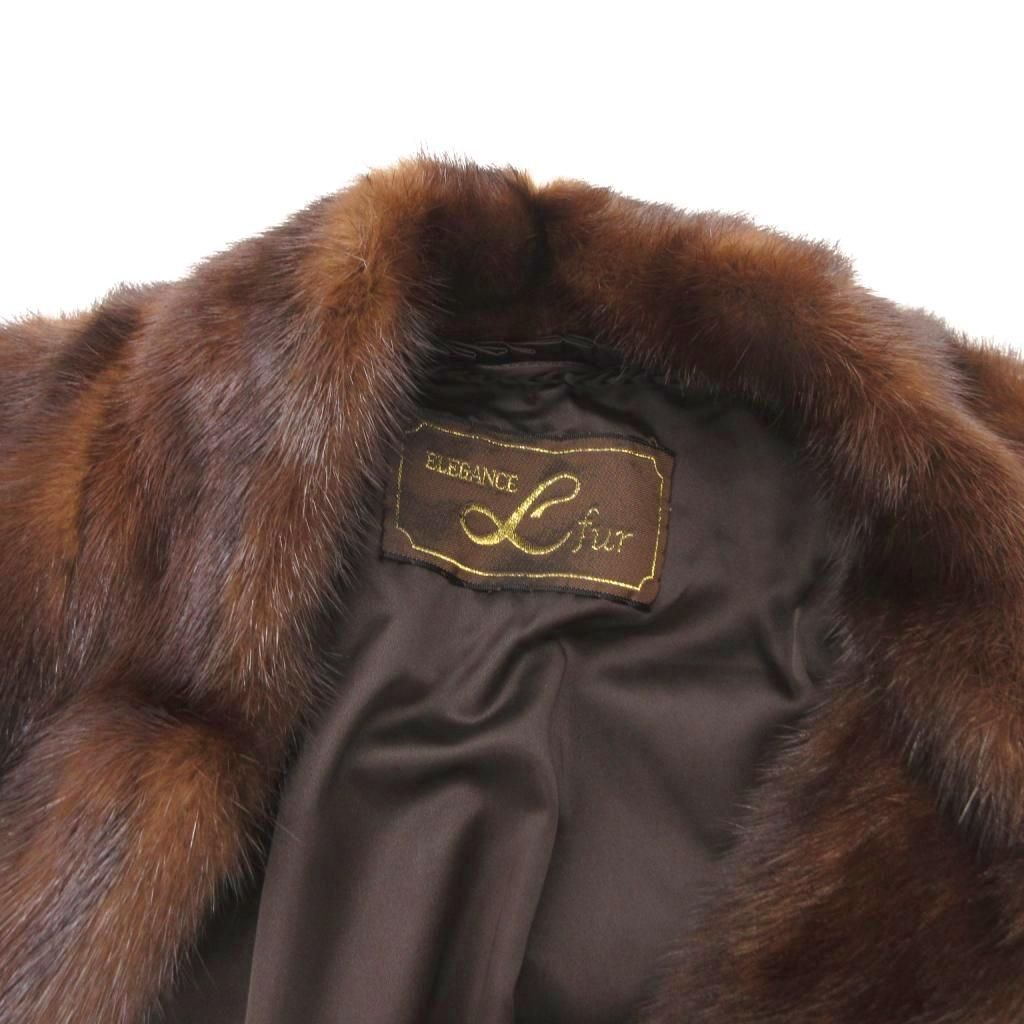 ノーブランド ファーコート ミンク 毛皮 ハーフ丈 13 茶 ブラウン /JS