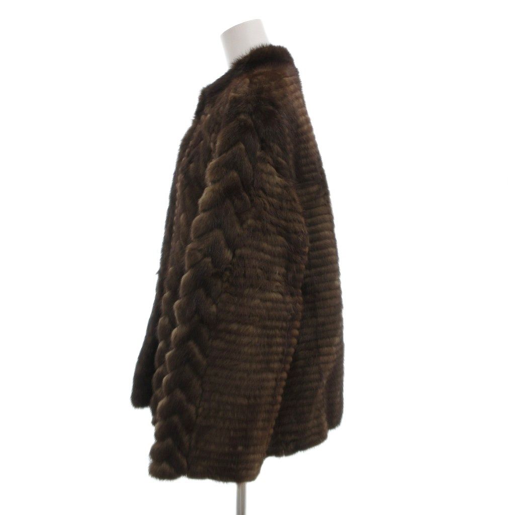 ノーブランド ファーコート ミンク 毛皮 ハーフ丈 13 茶 ブラウン /JS