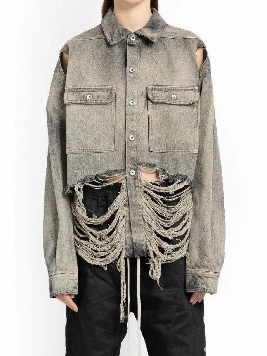 リックオウエンス ケープスリーブ クロップド シャツ ジャケット