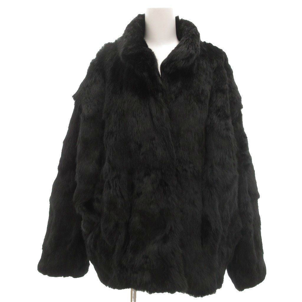 Xnyu　　 ブラック毛皮コート ノーブランド ファーコート フォックス 毛皮 ショート丈 総裏地 黒
