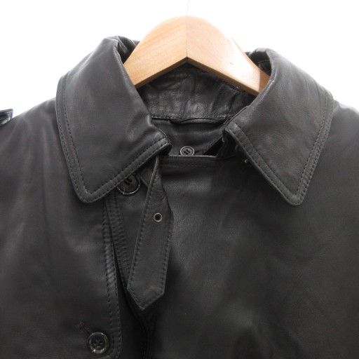 カリー様✨バーニーズニューヨーク レザー トレンチコート 52 黒 ライナー付 バーニーズニューヨーク BARNEYS NEW YORK ラムレザーコート トレンチ