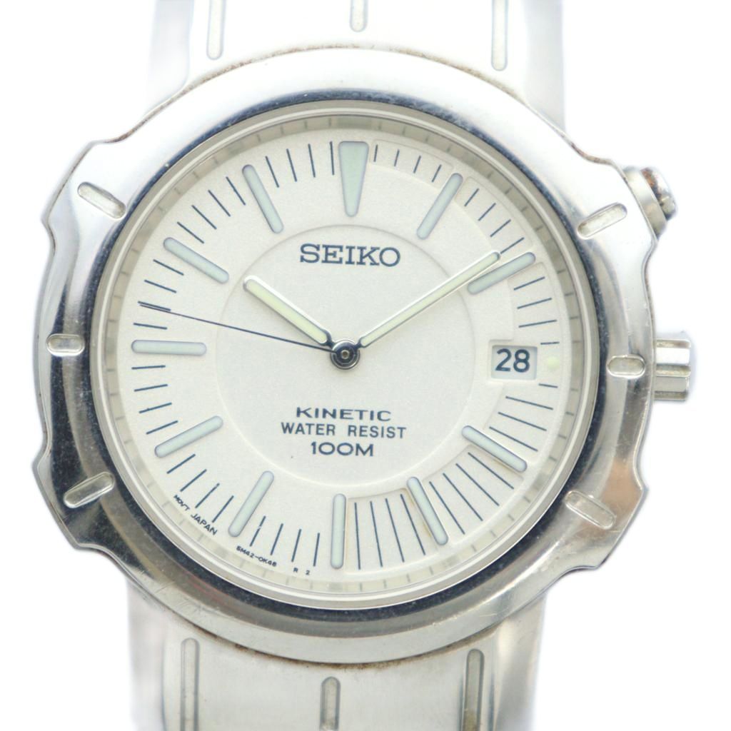 セイコー SEIKO KINETIC 5M42-0G60 腕時計 ウォッチ 自動巻き 白文字盤