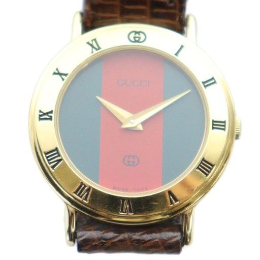 グッチ GUCCI 3000L 腕時計 ウォッチ ゴールドカラー 金色 クォーツ