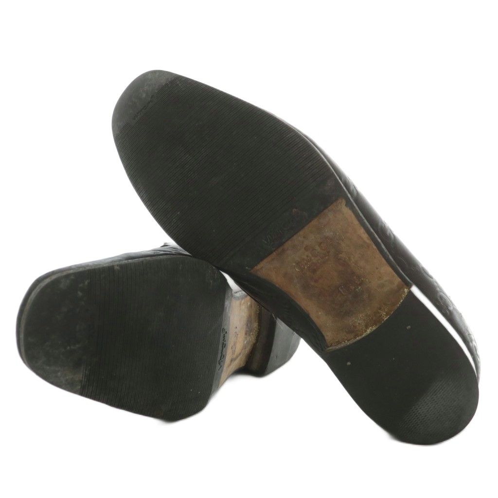 グッチ GUCCI ローファー レザー スクエアトゥ GG柄 型押し 6.5 25.5cm