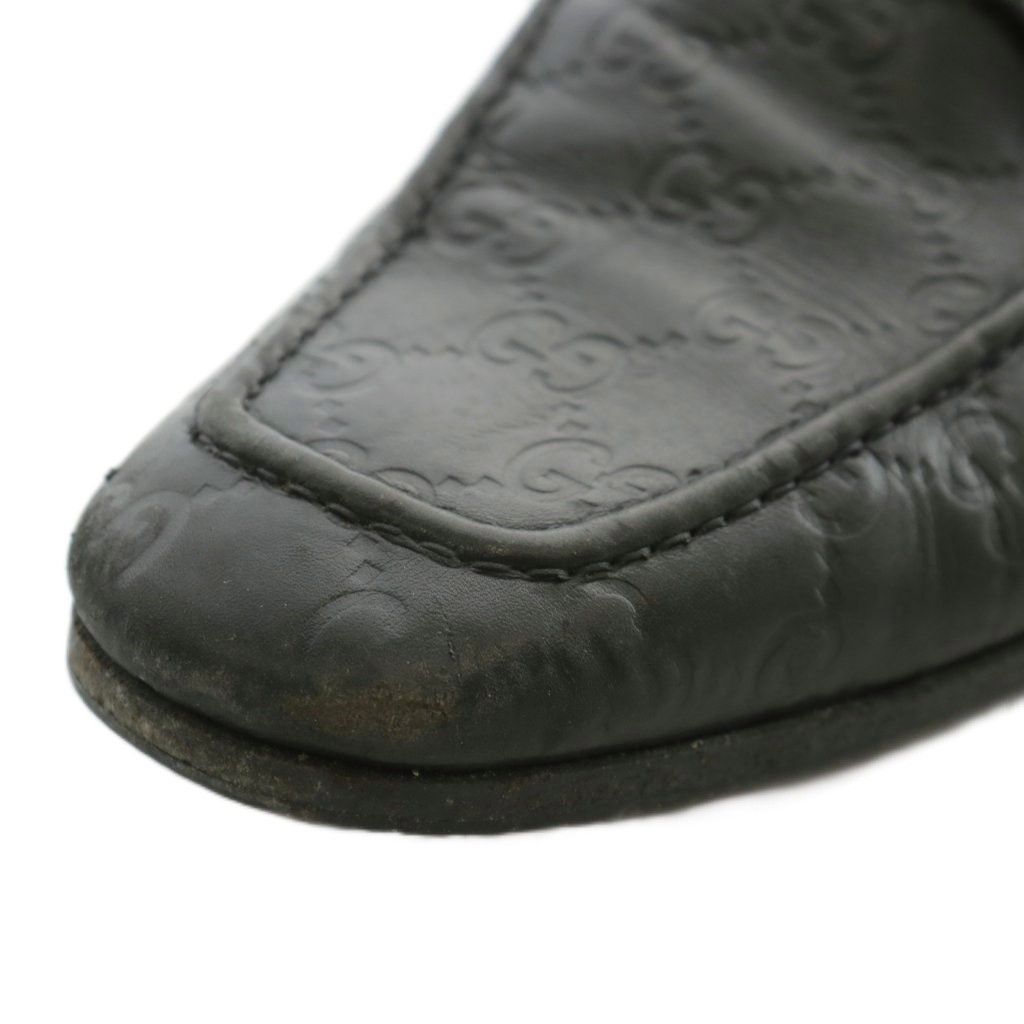グッチ GUCCI ローファー レザー スクエアトゥ GG柄 型押し 6.5 25.5cm