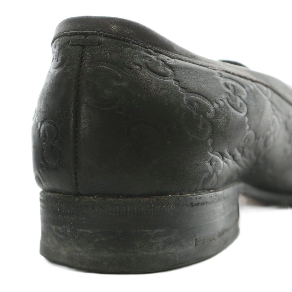 グッチ GUCCI ローファー レザー スクエアトゥ GG柄 型押し 6.5 25.5cm