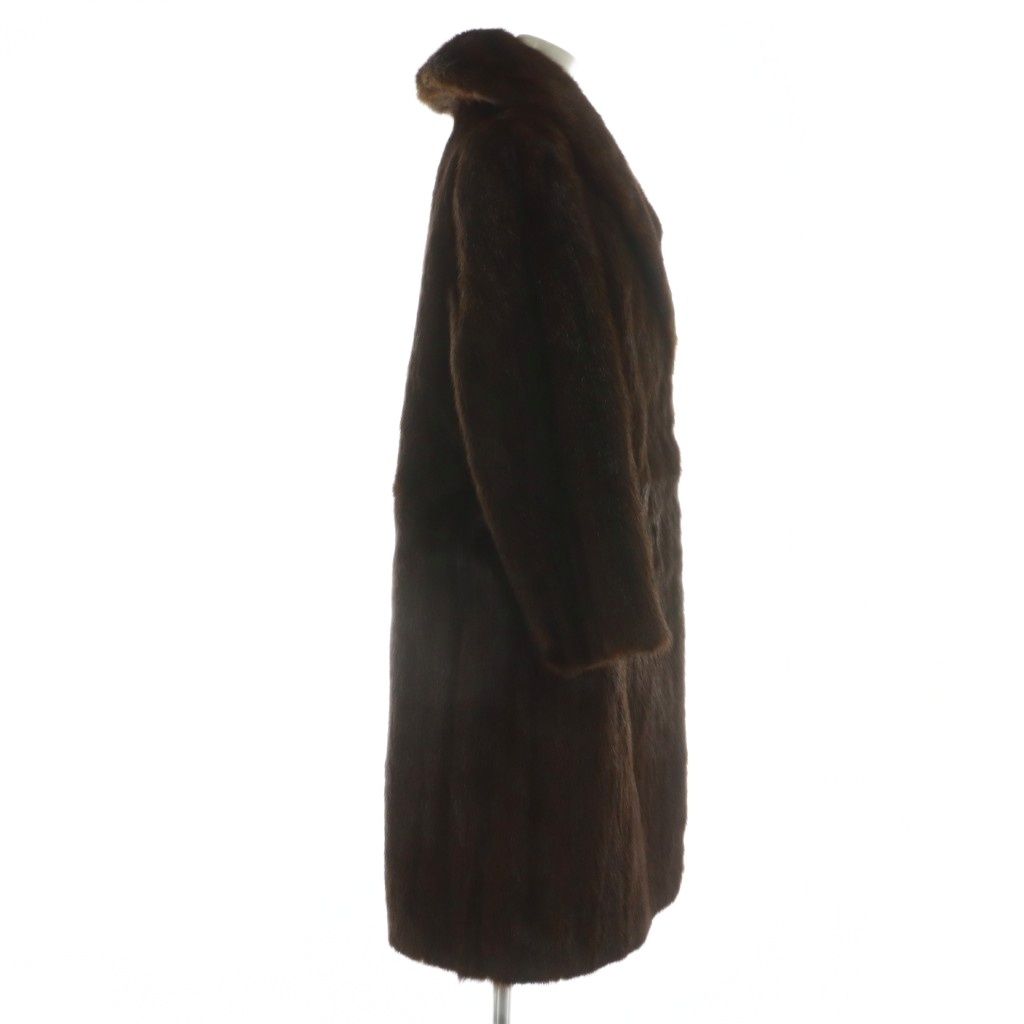 ノーブランド ファーコート アウター 毛皮 ミンク ロング 比翼ボタン