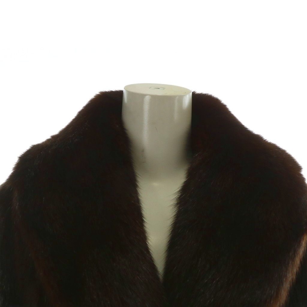 ノーブランド ファーコート アウター 毛皮 ミンク ロング 比翼ボタン