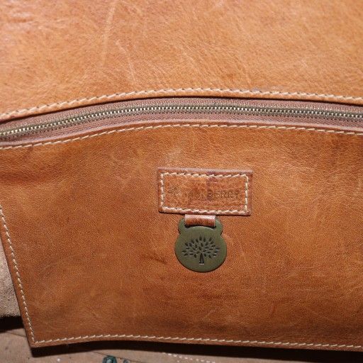 マルベリー Mulberry ハンドバッグ ミニボストン ロゴ レザー 茶