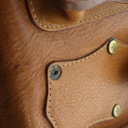 マルベリー Mulberry ハンドバッグ ミニボストン ロゴ レザー 茶