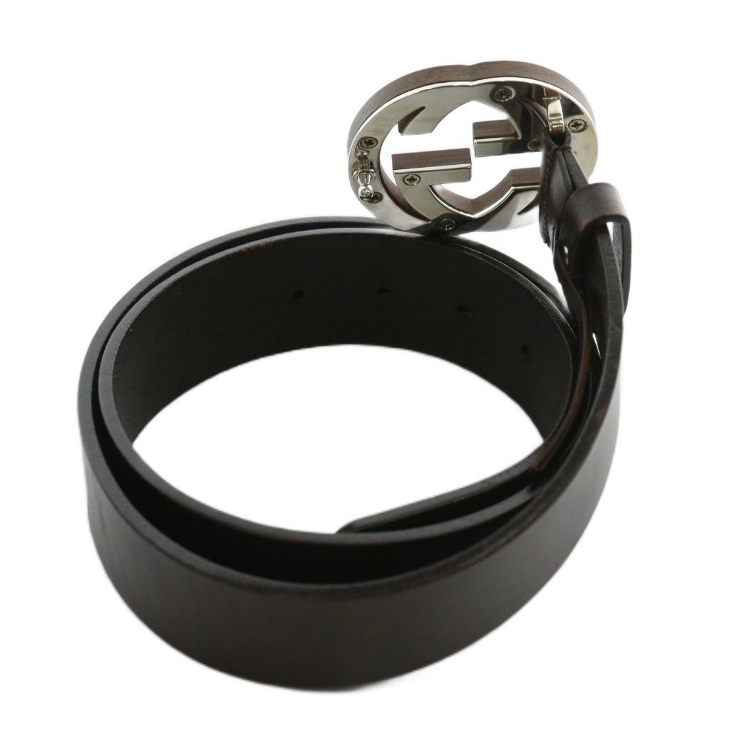 グッチ GUCCI ベルト ハトメ レザー インターロッキング GGバックル