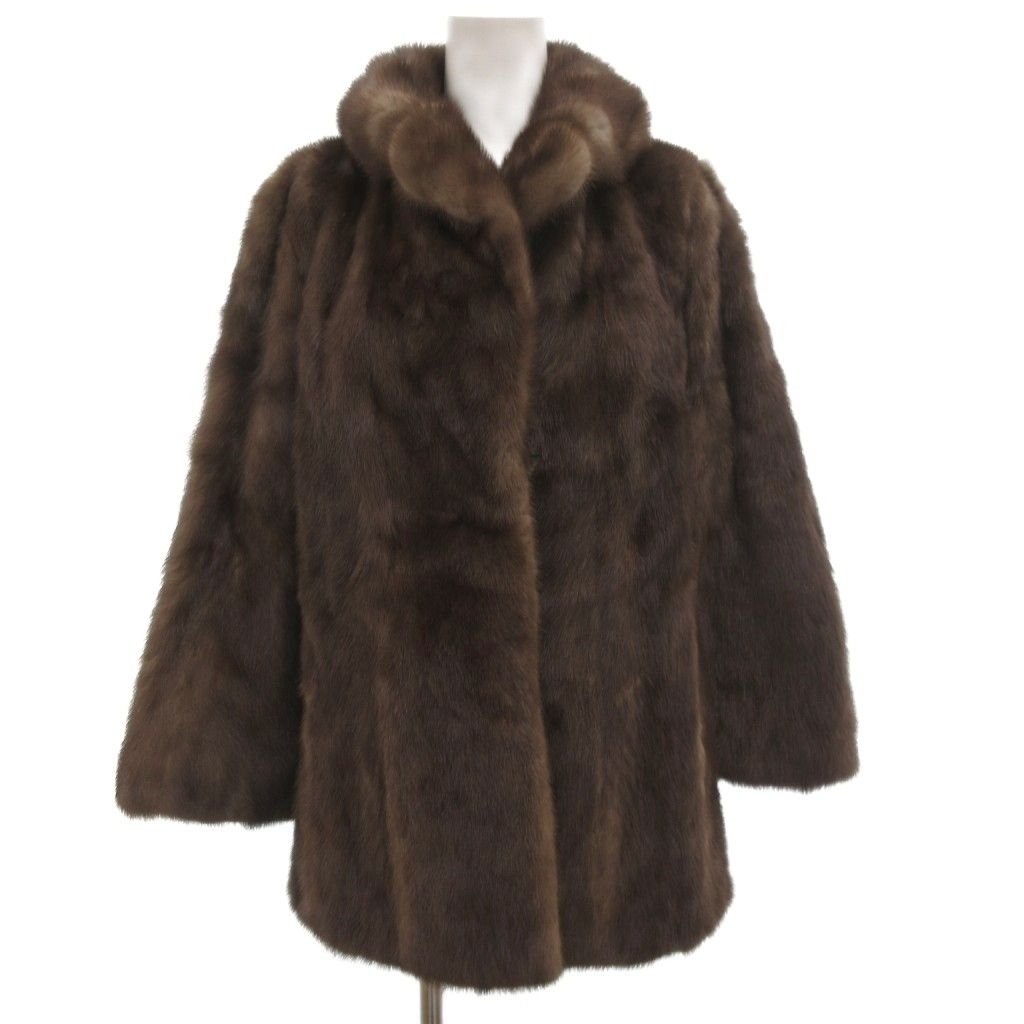 パロディ PALODY ミンクファーコート 毛皮 ミドル丈 9 ライトブラウン