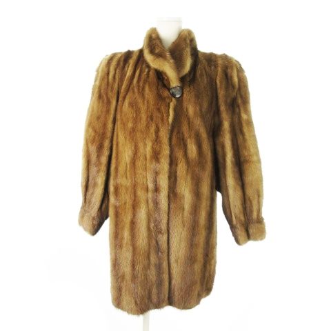【美品】ミンクファーコート ライトブラウン系 ミドル丈 高級毛皮 ノーブランド ファーコート ミンク 毛皮 ミドル丈 ライトブラウン 茶