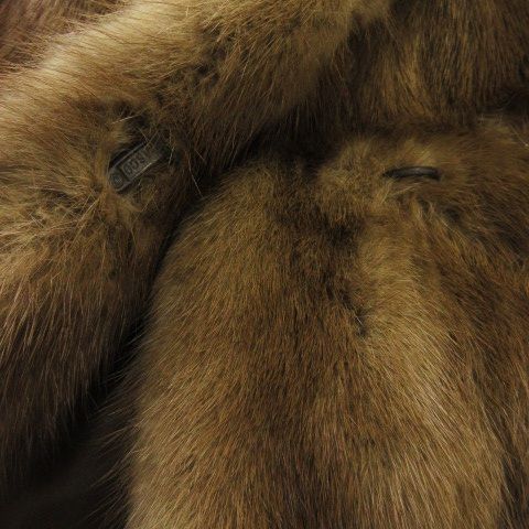 【中古】ノーブランド ファーコート 毛皮 ミンク ストライプ ミドル丈 9 ダークブラウン /JS ■GY18 レディース ファーコート 毛皮 ミンク ストライプ ミドル丈 ダークブラウン /JS