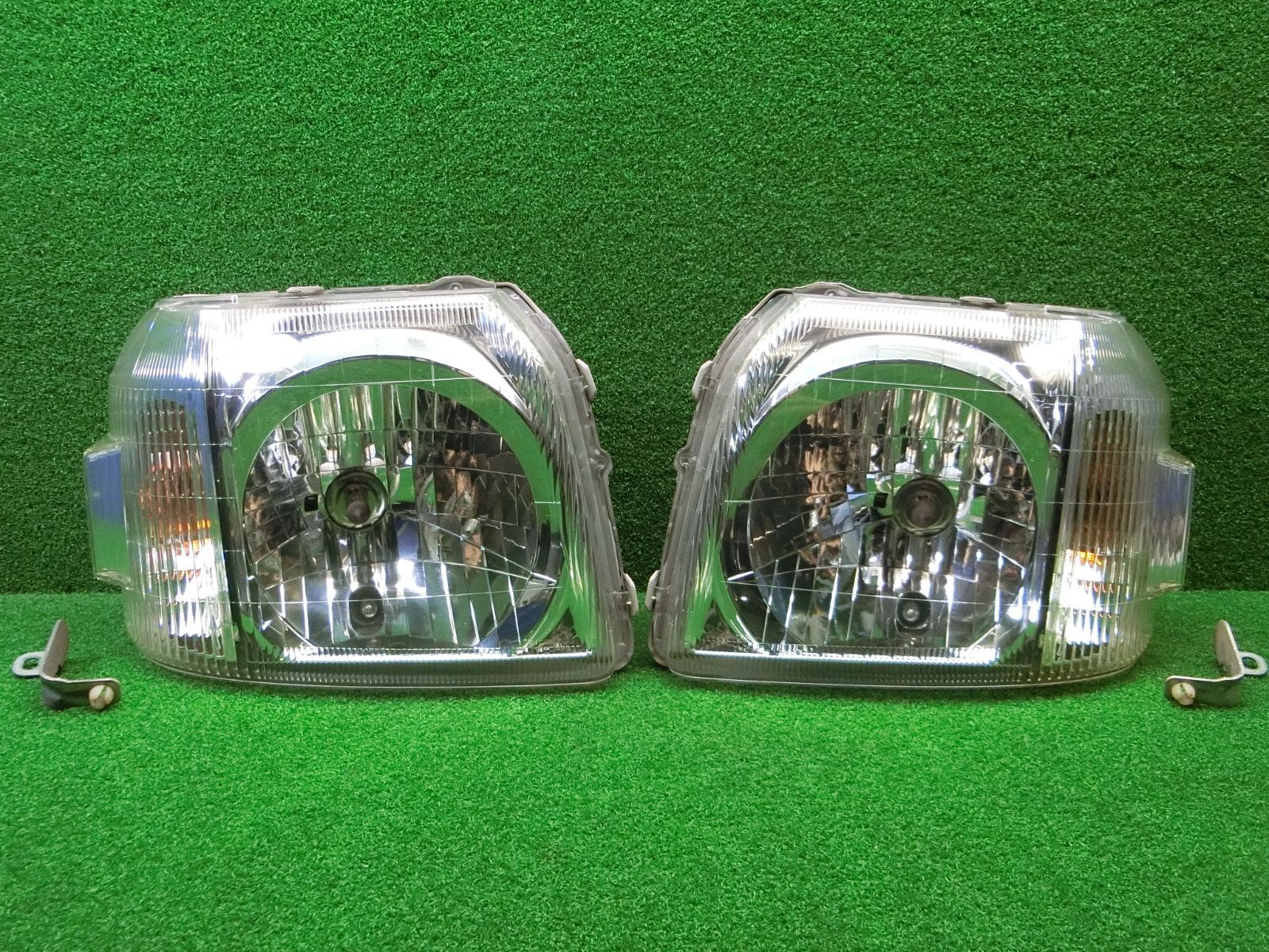 12304] コーティング済 ホンダ バモス HM1 ヘッドライト 左右セット