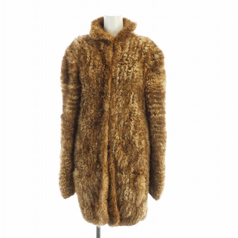 ノーブランド品 毛皮コート ミンクファー ナチュラル ツイード
