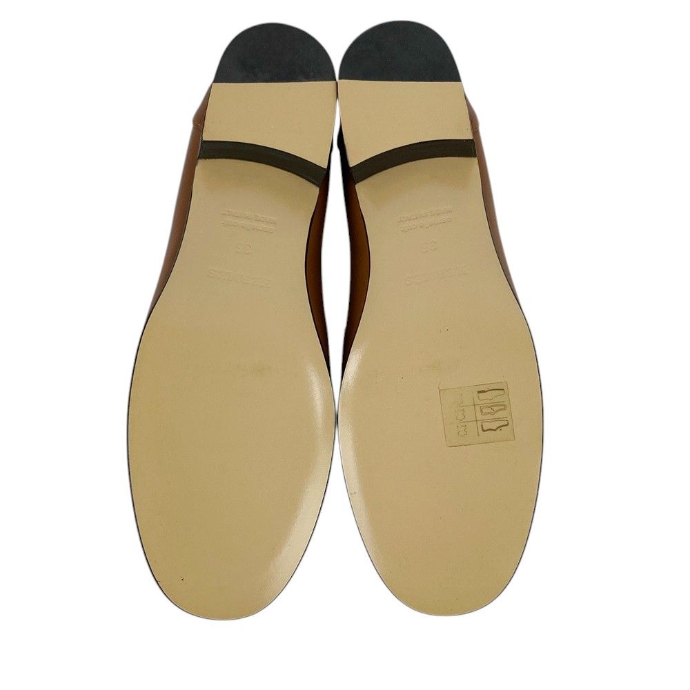 □新同□ エルメス ケリー ローファー シューズ 靴 レザー ブラウン 茶