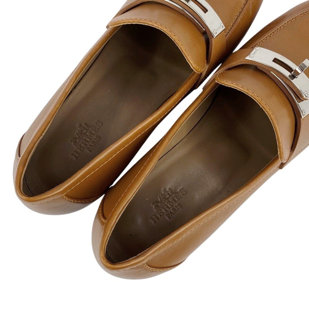 □新同□ エルメス ケリー ローファー シューズ 靴 レザー ブラウン 茶