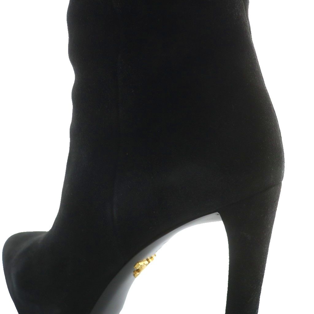 ［美品］PRADA 黒スエード ロングブーツ ポインテッドトゥ プラダ PRADA ロングブーツ スエード ポインテッドトゥ ハイヒール