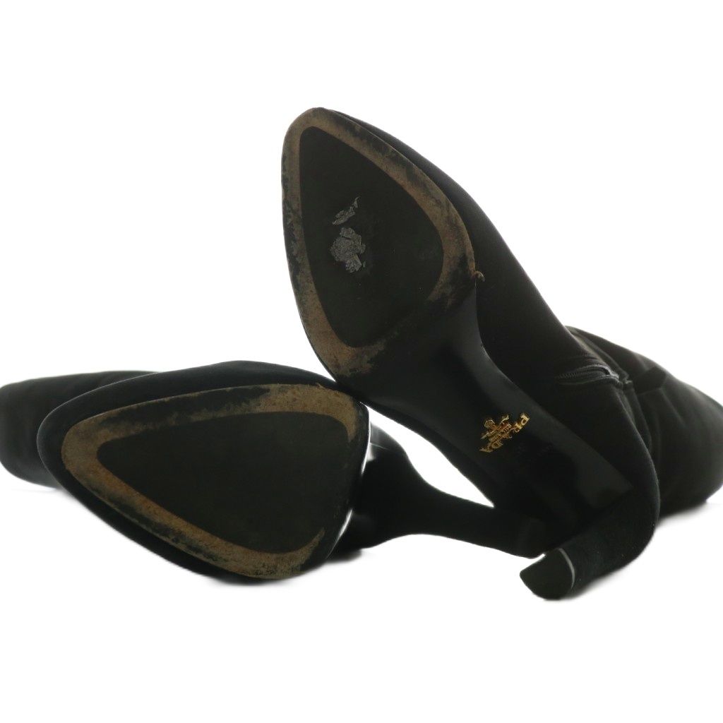 プラダ PRADA ロングブーツ スエード ポインテッドトゥ ハイヒール