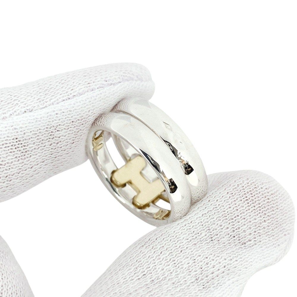 【極美品】HERMES オランプ コンビ YG 750 #50 エルメス □新同□磨き済□ オランプ リング 指輪 コンビ シルバー