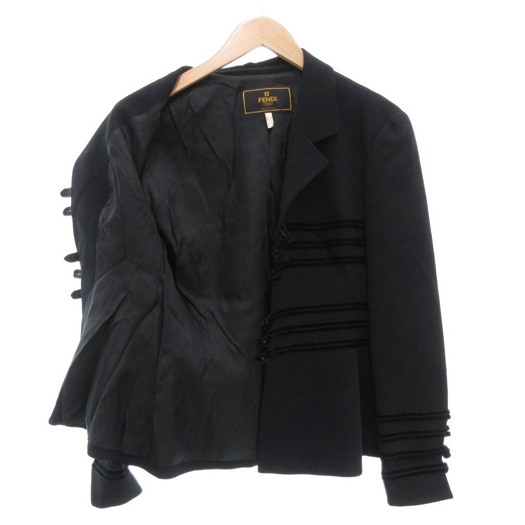 フェンディ FENDI テーラードジャケット 46 総裏地 ノーベント 黒