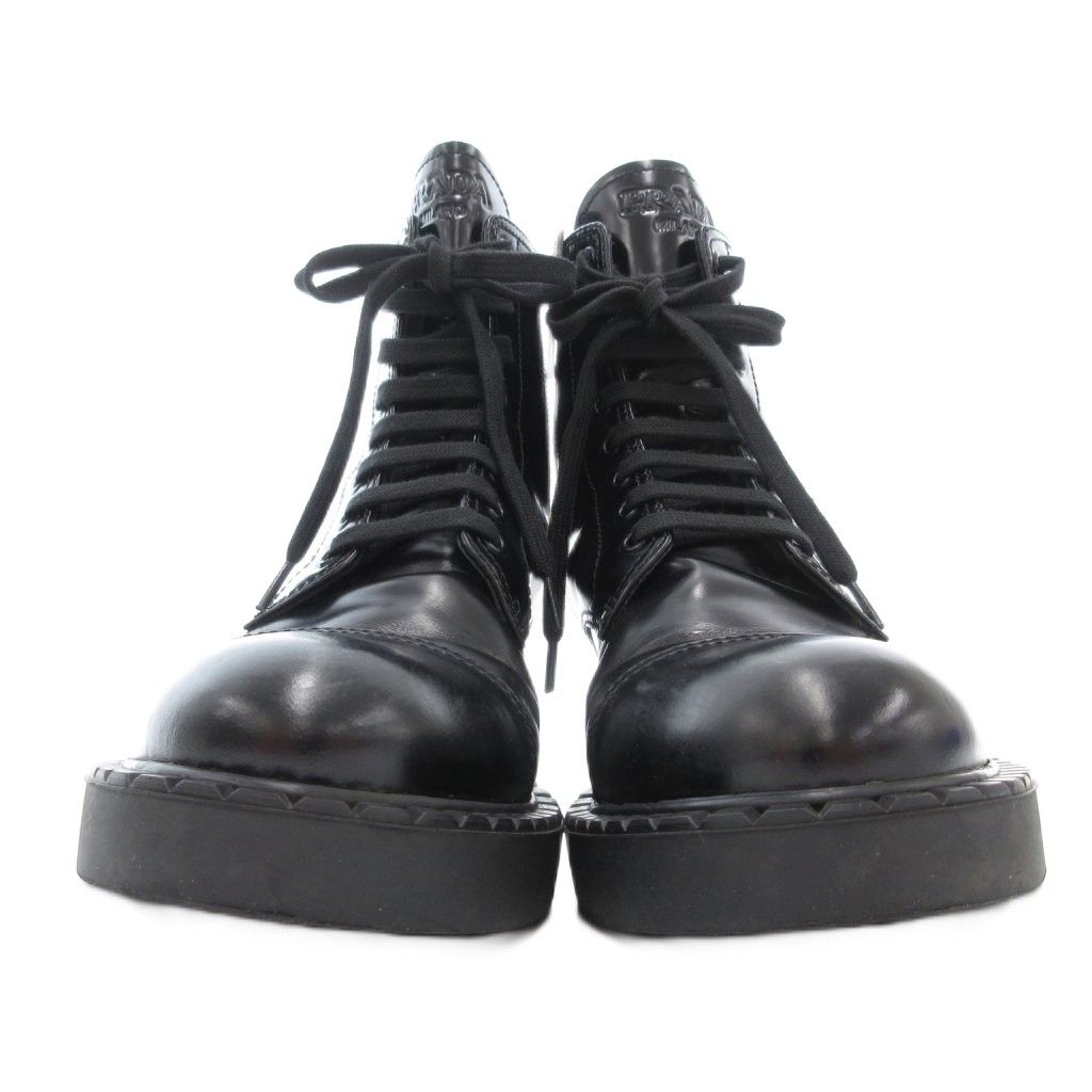 プラダ PRADA ショートブーツ 38.5 25.5cm シューズ レザー 本革