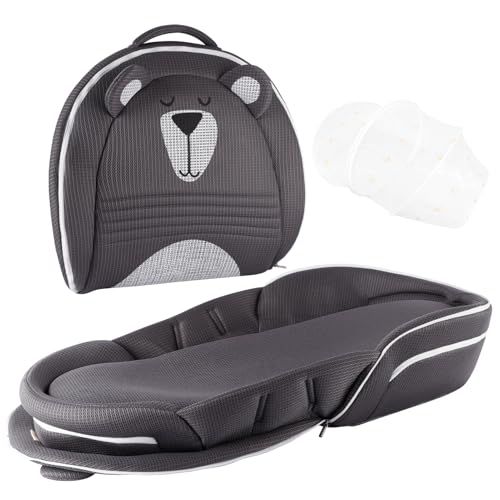 ベビーアムール Bebamour ベビーベッド 折りたたみ式 ベッドインベッド 添い寝 簡易ベッド 新生児 携帯型ベビーベッド 通気性 高さ調整可 機械洗い クマ柄 se