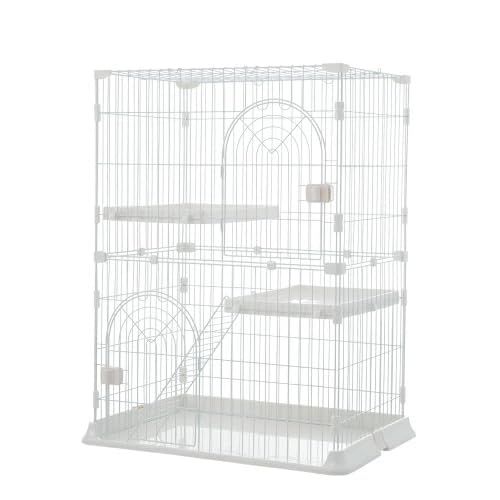 N S ペットケージ 猫 ケージ 2段 組み立て簡単 ホワイト Sサイズ 約76 50 5 89 cmse