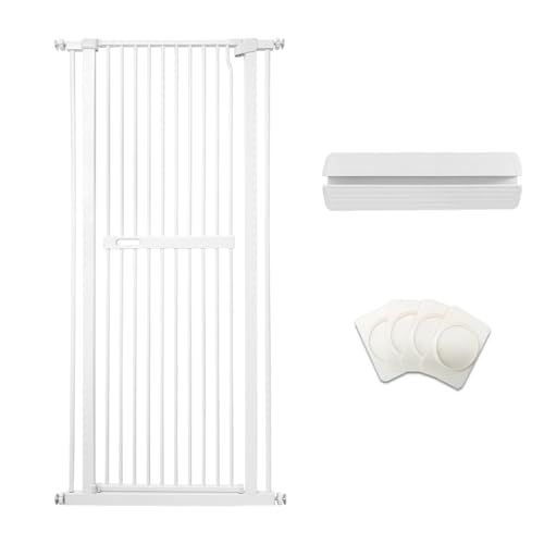 RAKU ペットゲート 猫 高さ155 cm ドア付き 3.5 cm柵間隔 突っ張り式 ハイタイプ 取付幅76-120 cm選択 幅広 犬脱出防止フェンス 室内 玄関 階段 子供 ベビーゲート ホワイト 取付幅76-82 se