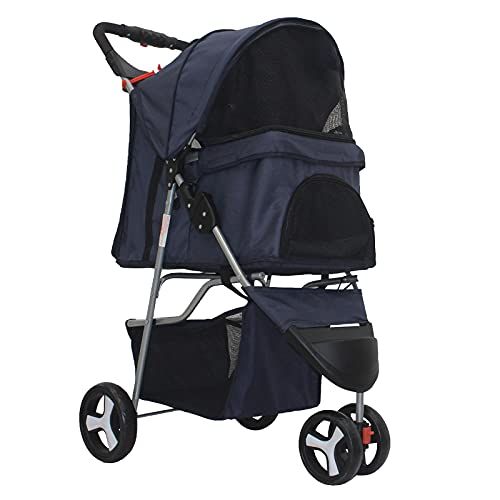 サンパーシー ペットカート 折りたたみ式 三輪式 耐荷重15 kg ネイビー 並行輸入品 se