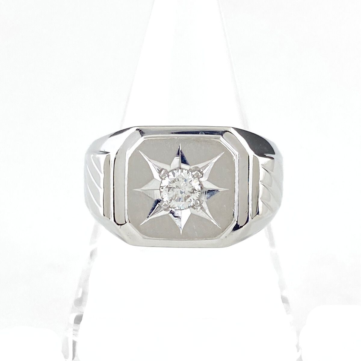 ダイヤモンド デザインリング プラチナ 指輪 リング 23号 Pt 900 メンズ