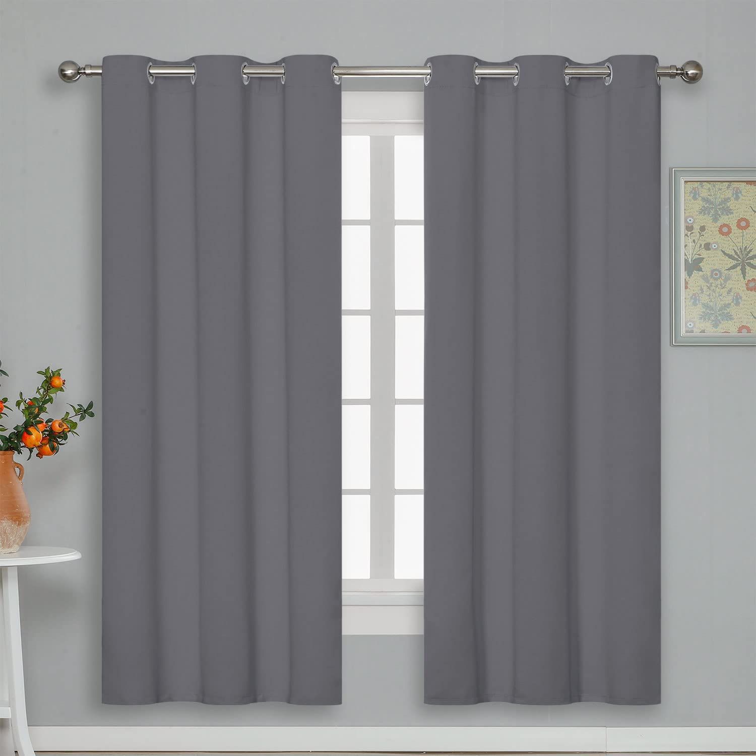 グレー 丈178cm 2枚入り ハトメ型 防寒 保温 幅100cm 遮熱 断熱 冷気遮断 省エル 1級遮光カーテン 間仕切り 目隠し UVカット 突っ張り棒に対応