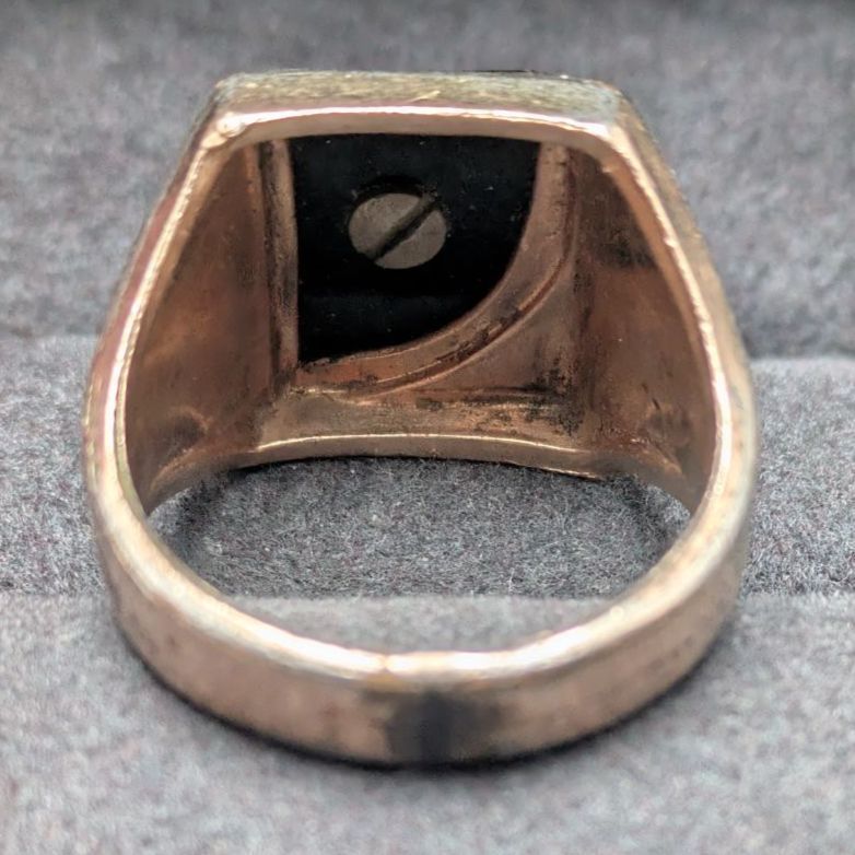 ヴィンテージ 10K GF オニキス Sイニシャル シグネットリング 12号 6.3