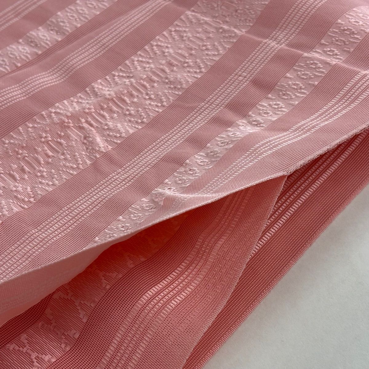 美品】 名古屋帯 優品 八寸名古屋帯 松葉仕立て 夏帯 縞 幾何学模様 薄