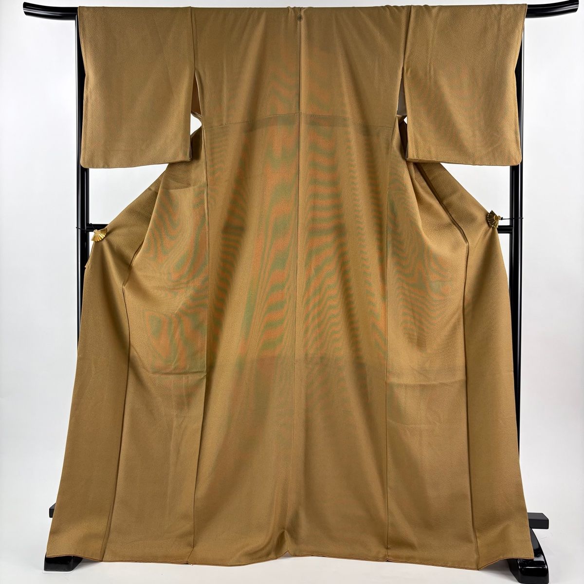 江戸小紋 身丈173.5cm 裄丈66.5cm M 袷 万筋 地紋 山吹茶色 正絹 名品
