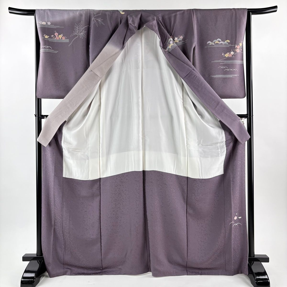 訪問着 身丈171.5cm 裄丈65.5cm M 袷 落款 家屋 松竹梅 染め分け