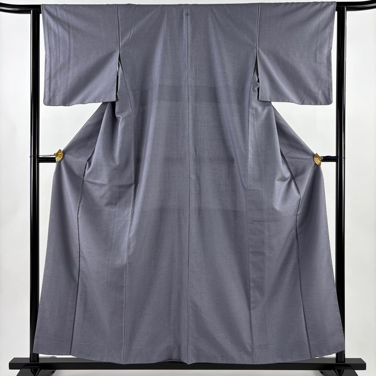 結城紬 身丈158cm 裄丈62cm S 袷 はたおり娘 蘭花木染 落款 証紙 灰紫