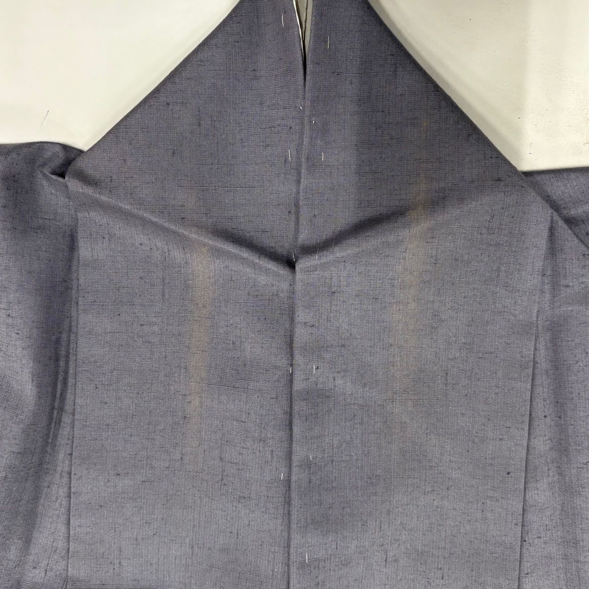 結城紬 身丈158cm 裄丈62cm S 袷 はたおり娘 蘭花木染 落款 証紙 灰紫