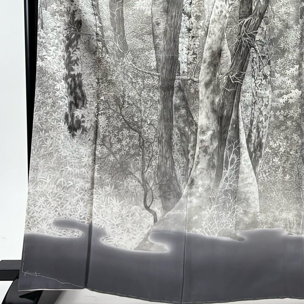 美品】 訪問着 身丈166.5cm 裄丈65.5cm M 袷 山岡古都 落款 白樺 灰色