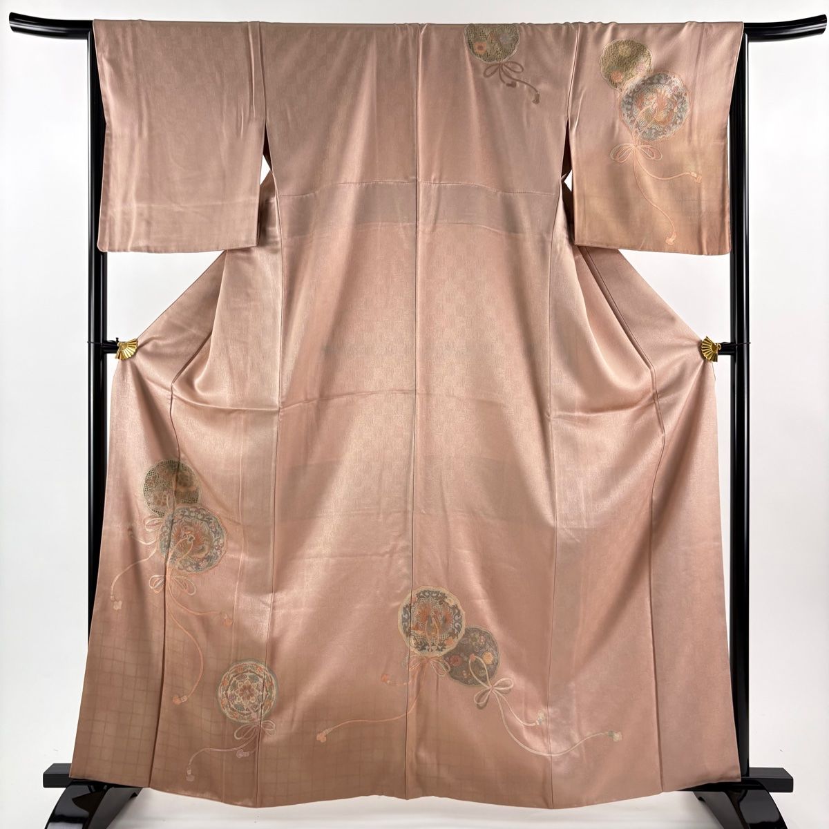 美品】 訪問着 身丈163cm 裄丈66.5cm M 袷 鏡裏文 鳳凰 刺繍 ぼかし